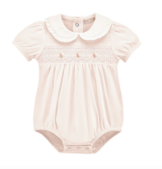 Hand Smocked Roses Pink Bubble