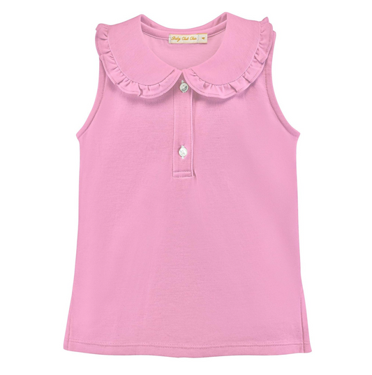 Cotton Candy Pink Solid Blouse With Collar