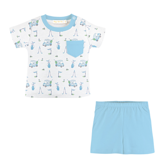 Light Blue Golf Tee and Short Set