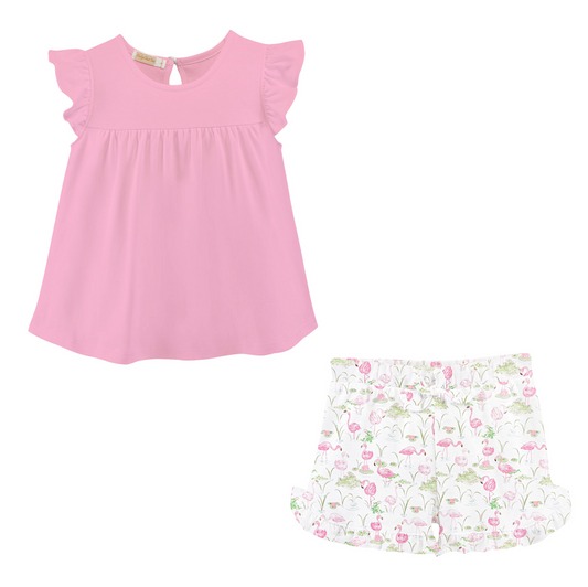 Flamingo Paradise Tee and Short Set