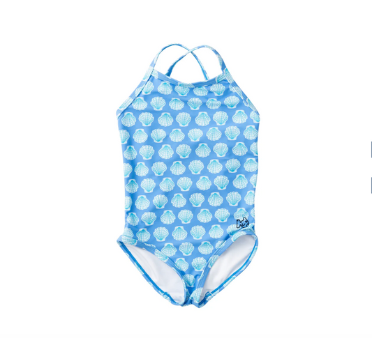 Girls' Bow Back One Piece Swimsuit - Marina Blue