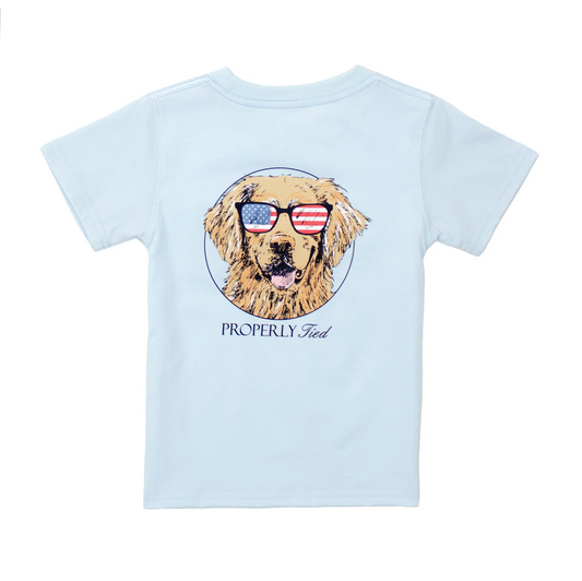 Boys Patriot Dog Periwinkle Tee
