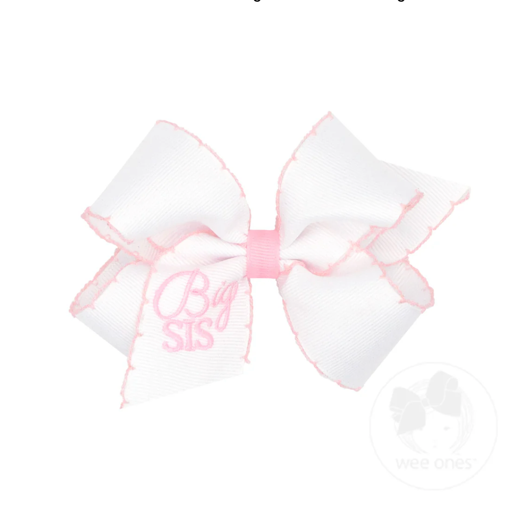 Medium Big Sis Embroidered Hair Bow