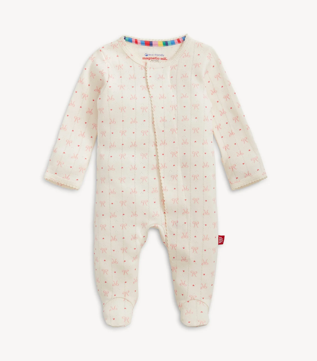 Heart & Bow Pointelle Magnetic Footie