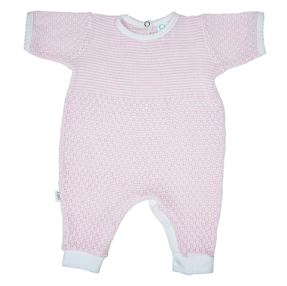 Paty Knit Short Sleeve Romper - Pink