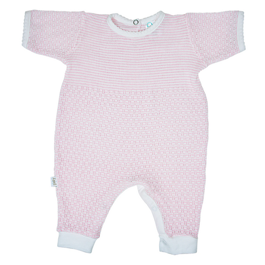 Paty Knit Short Sleeve Romper - Pink