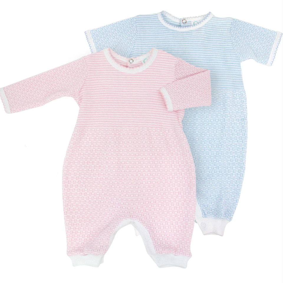 Paty Knit Short Sleeve Romper - Blue
