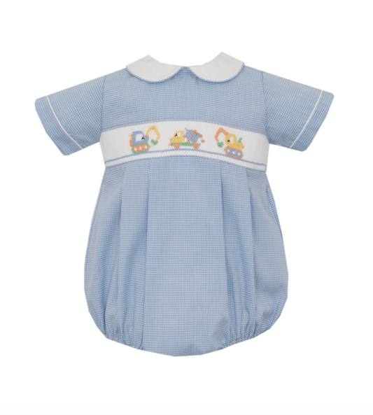 Blue Gingham Embroidered Truck Bubble