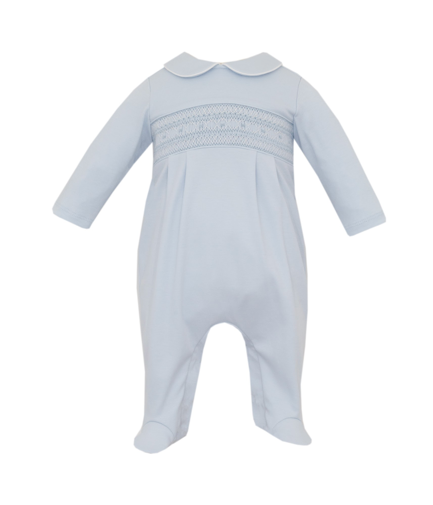 Oliver Smocked Light Blue Footie