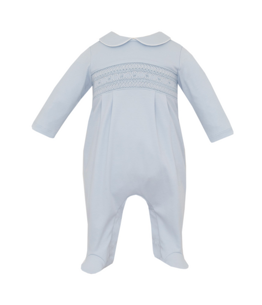 Oliver Smocked Light Blue Footie