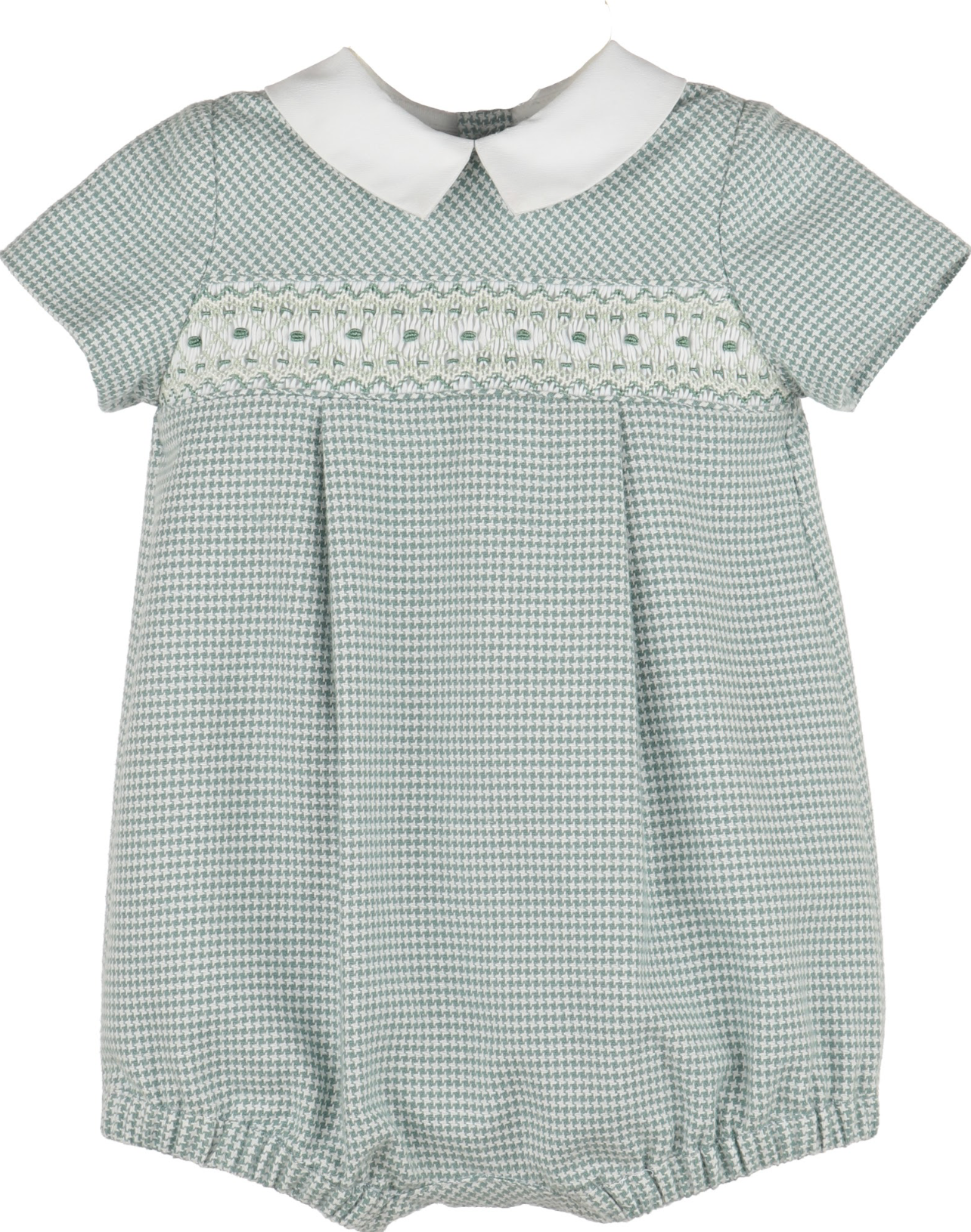 Checks Smocked Boy Bubble - Green