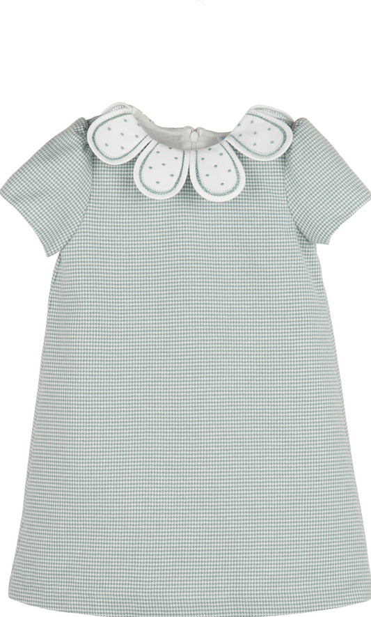 Checks Petal Collar Dress - Green