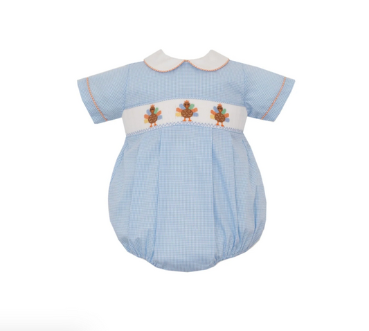 Turkey Blue Check Boy's Bubble