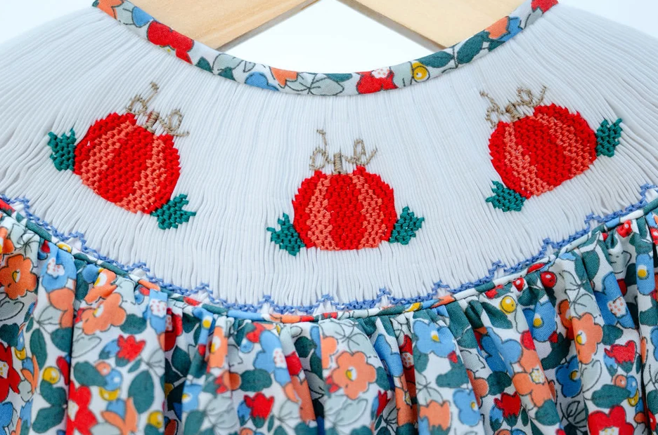 Smocked Floral Pumpkin Bubble