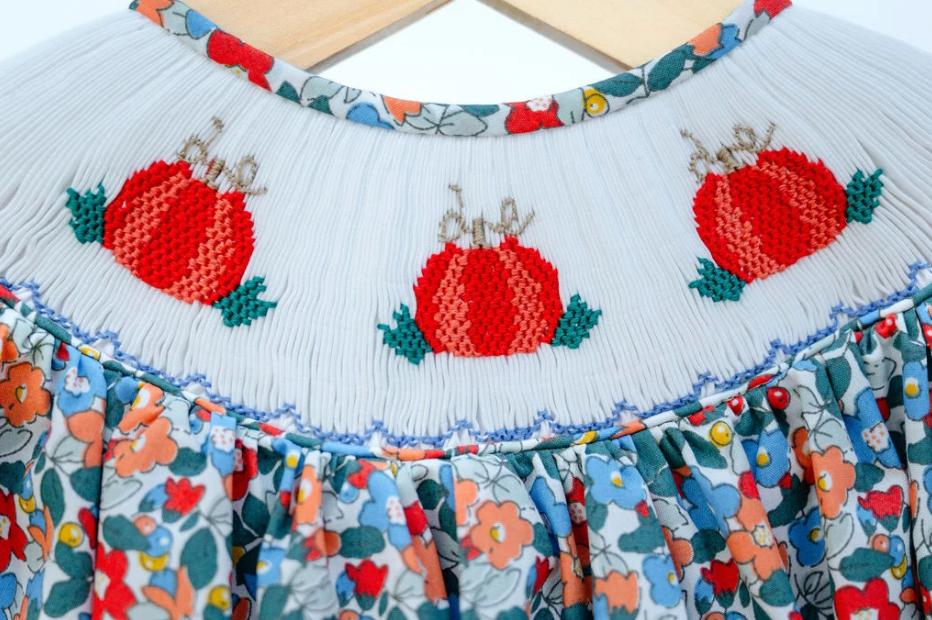 Smocked Floral Pumpkin Bloomer Set