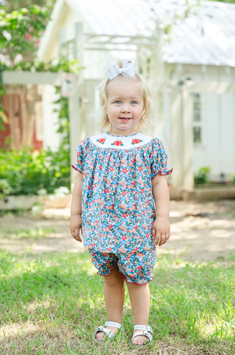 Smocked Floral Pumpkin Bloomer Set