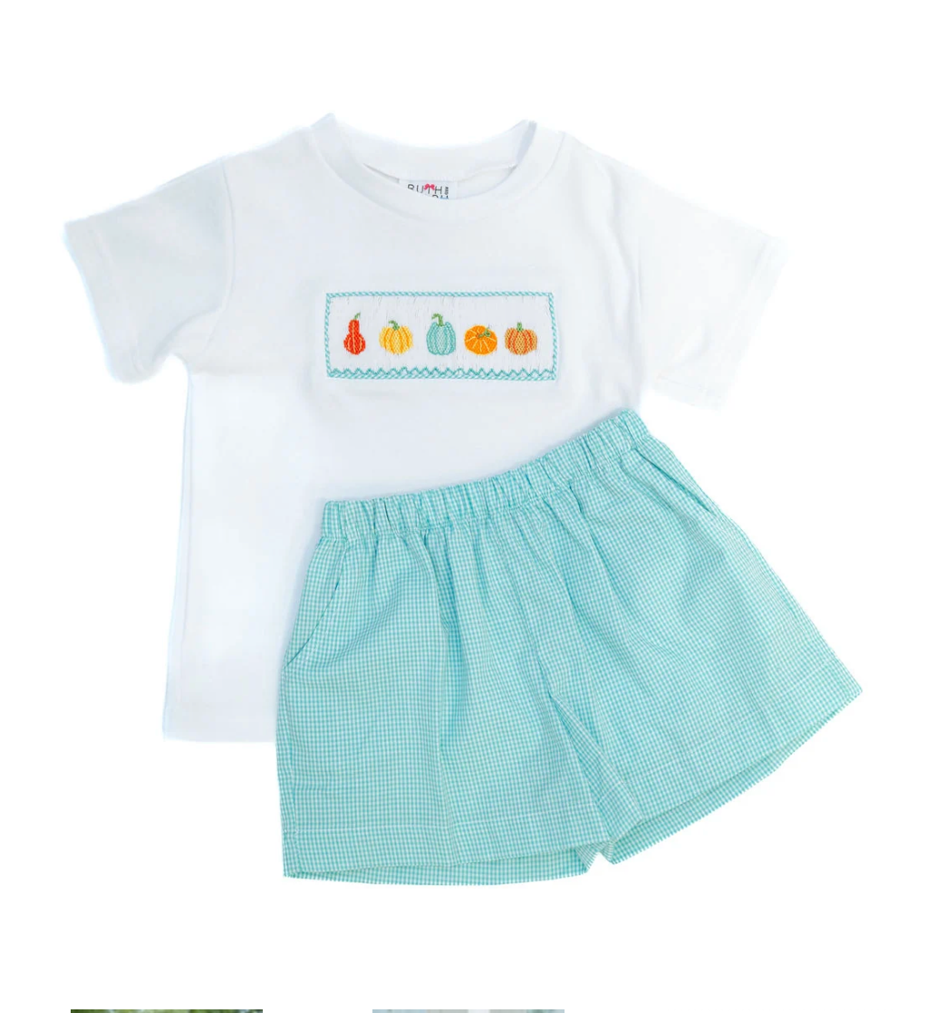 Smocked Fall Gourds T-Shirt and Shorts Set