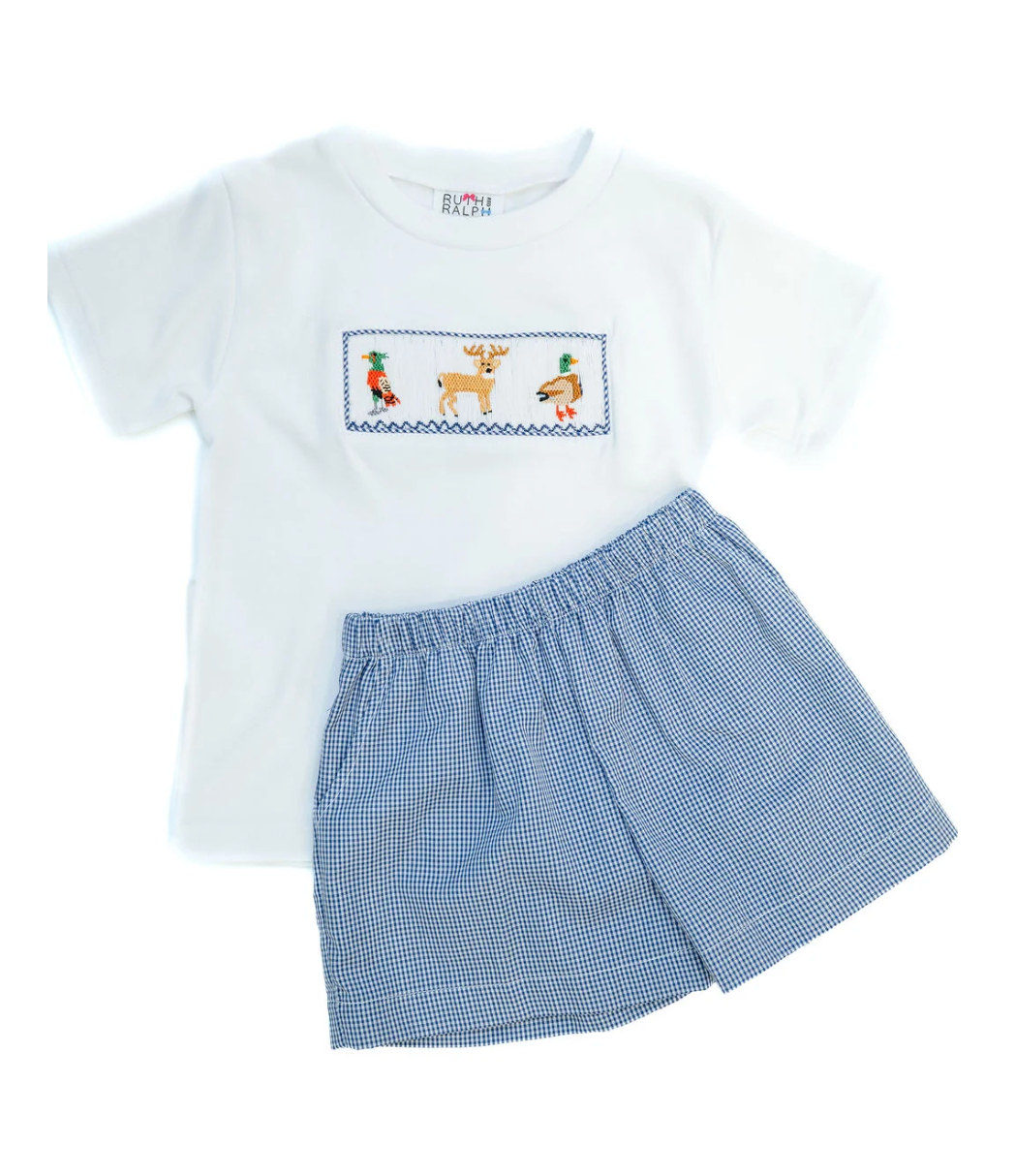 Smocked Hunting T-Shirt and Short Set