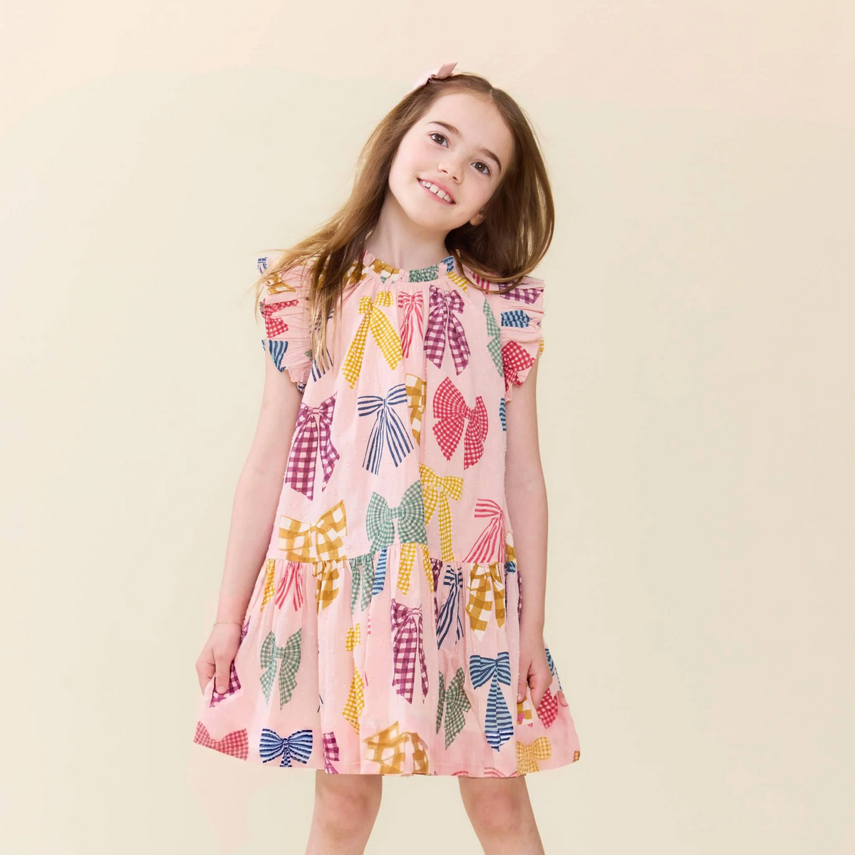 Girls Harper Dress - Patterned Bows