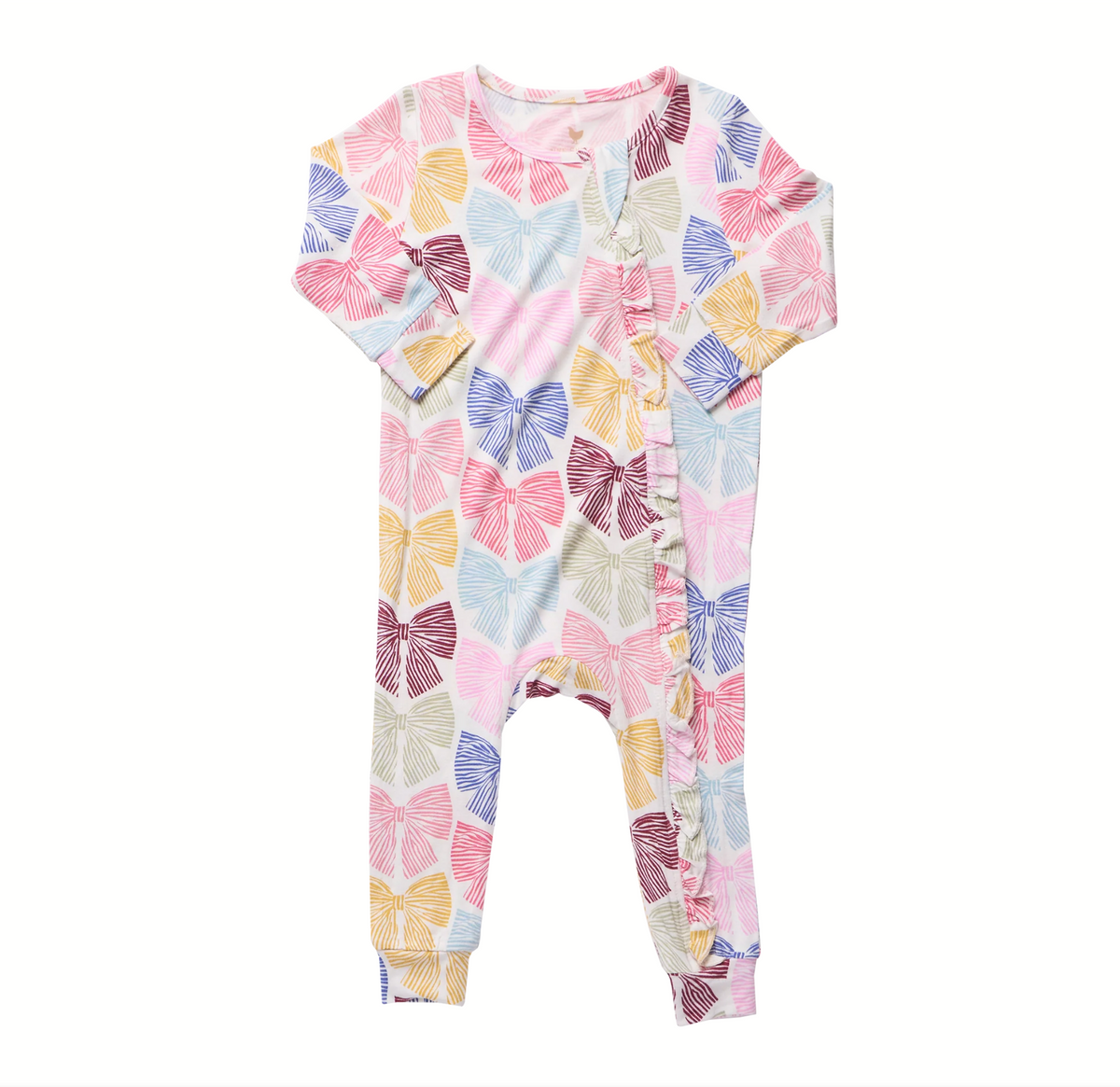 Baby Girls Ruffle Bamboo Romper - Bright Multi Bows