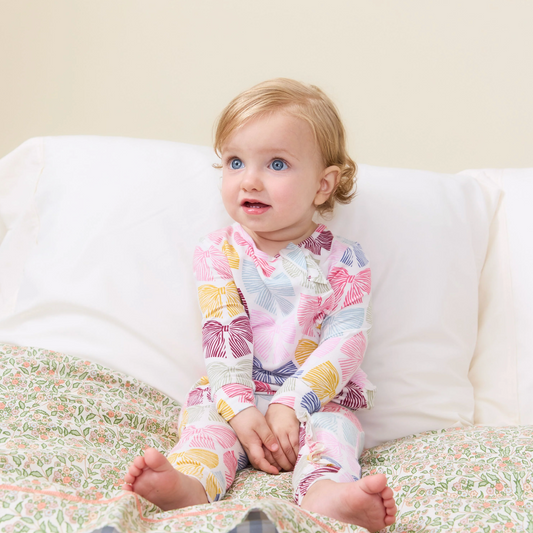 Baby Girls Ruffle Bamboo Romper - Bright Multi Bows