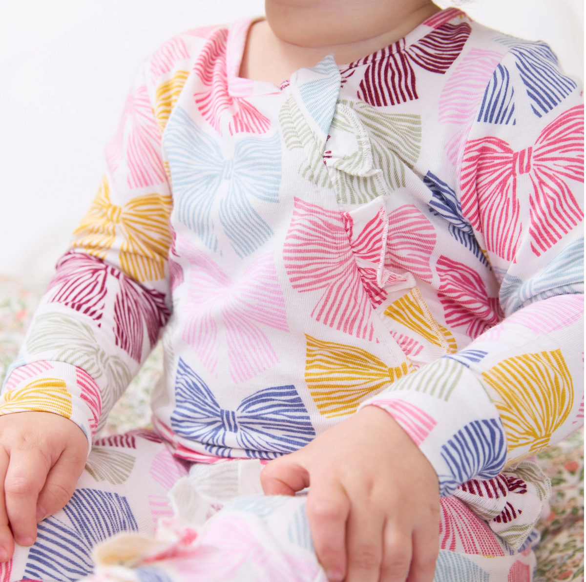 Baby Girls Ruffle Bamboo Romper - Bright Multi Bows