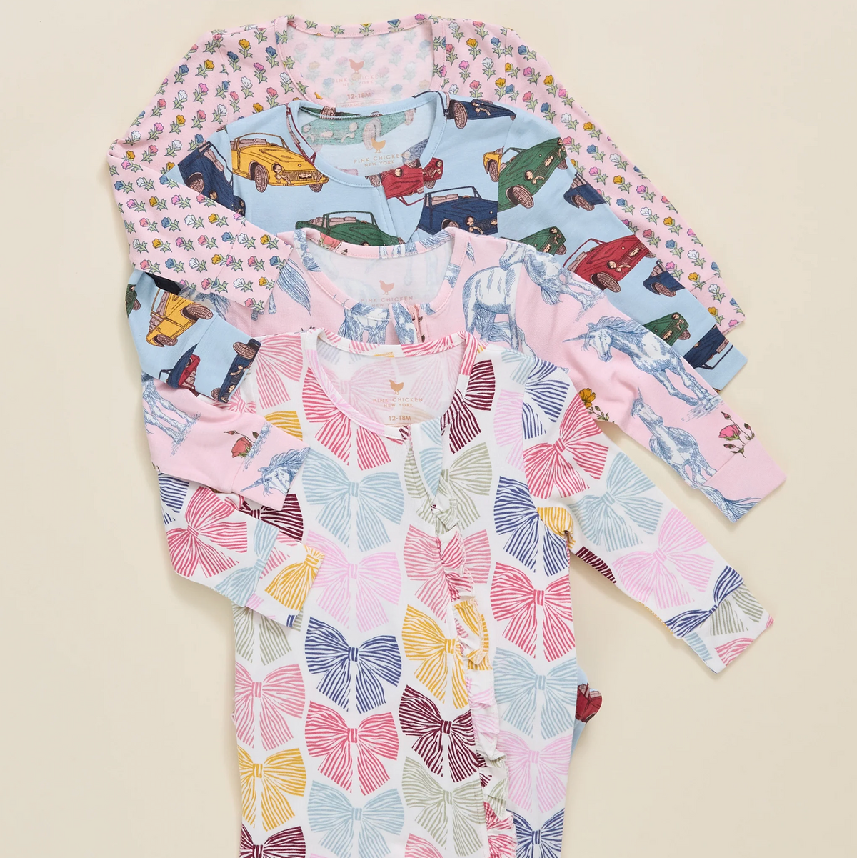 Baby Girls Ruffle Bamboo Romper - Pink Carnations