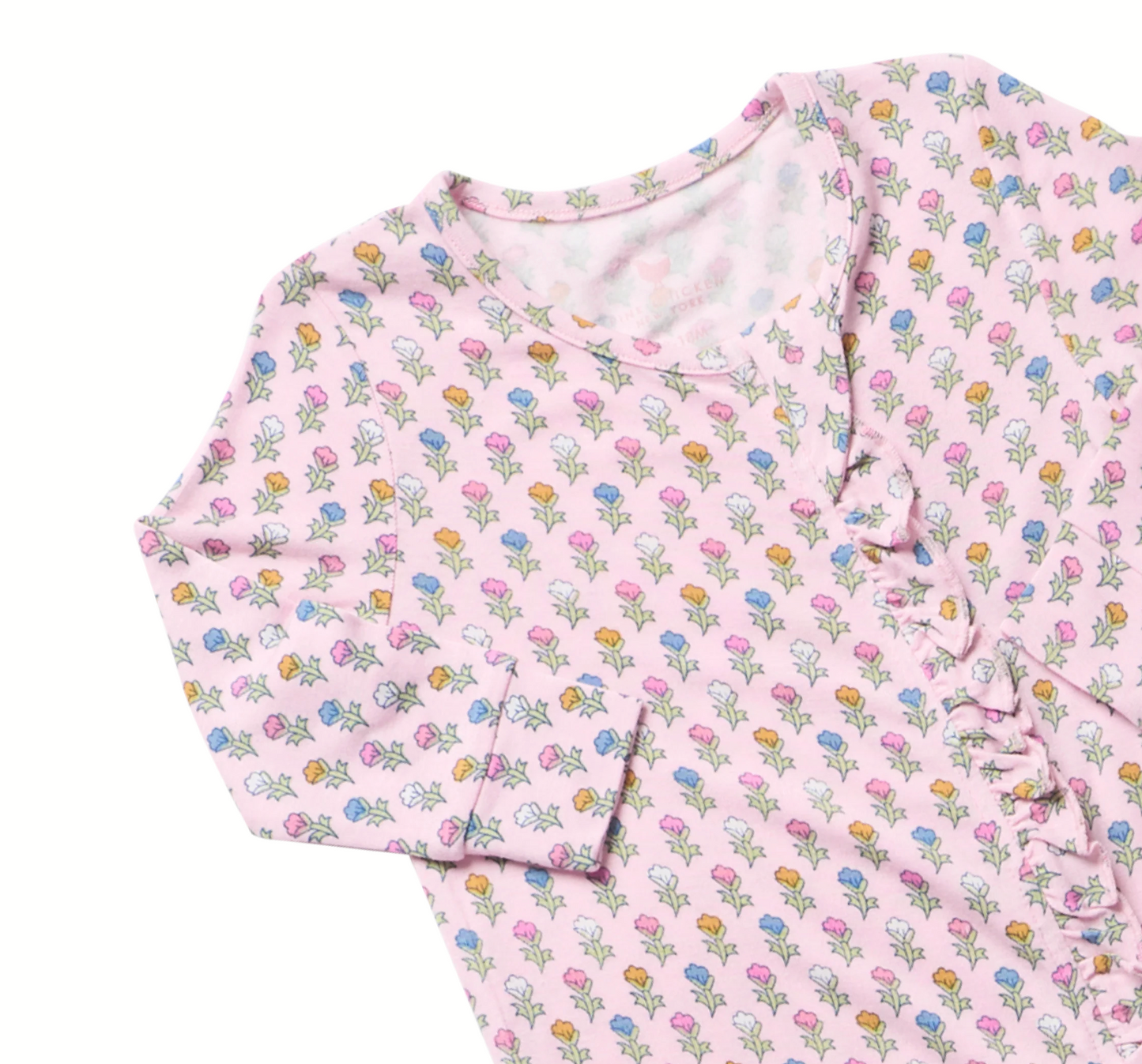Baby Girls Ruffle Bamboo Romper - Pink Carnations