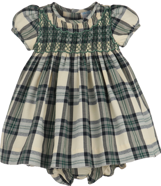 Tea Time Checks Smock Dress - Green