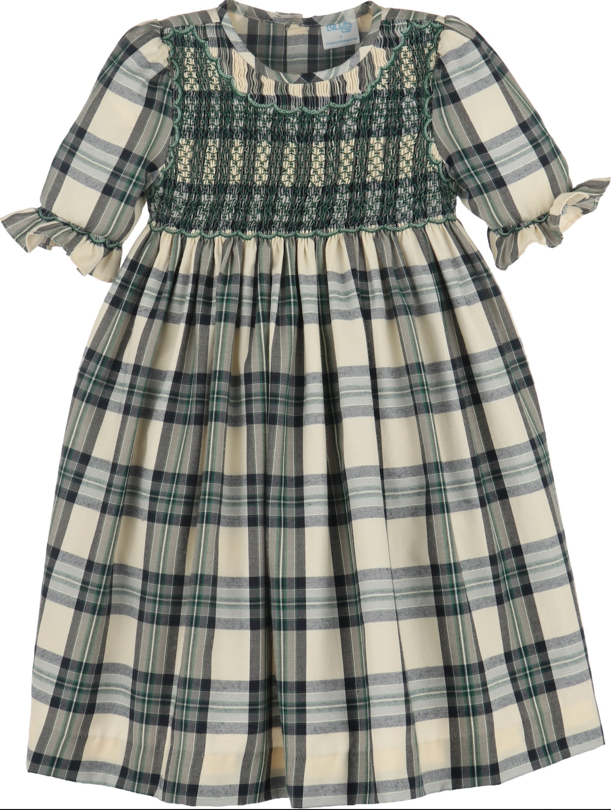 Tea Time Checks Smock Dress - Green