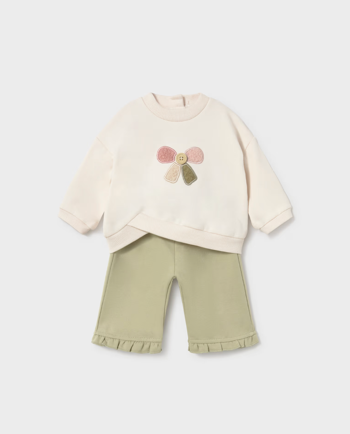 Baby Girl Button Bow Two-Piece Set