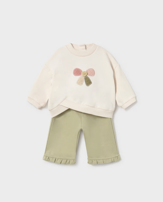 Baby Girl Button Bow Two-Piece Set