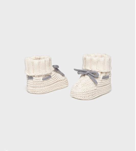 Knit Baby Booties - Cream