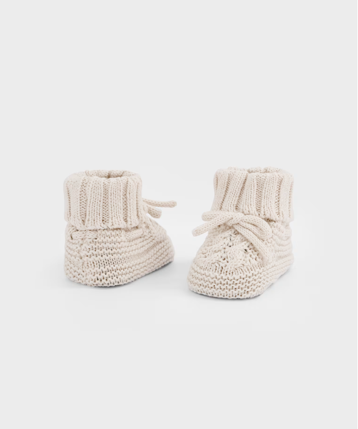 Knit Baby Booties - Cream