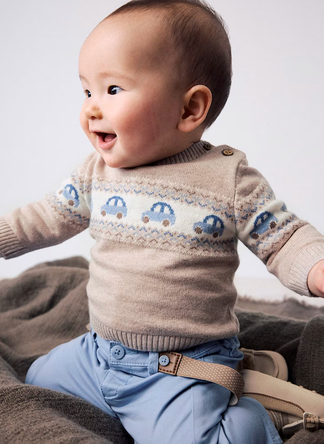 Car Jacquard Baby Boy Sweater