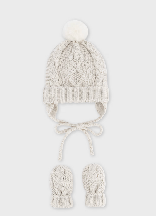 Baby Knit Hat and Mitten Set - Milk