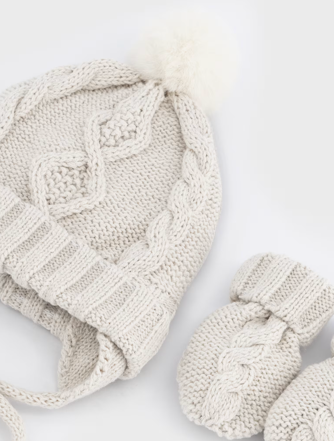 Baby Knit Hat and Mitten Set - Milk