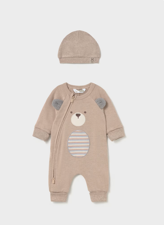 Baby Boy Bear One-Piece - Tan or Blue