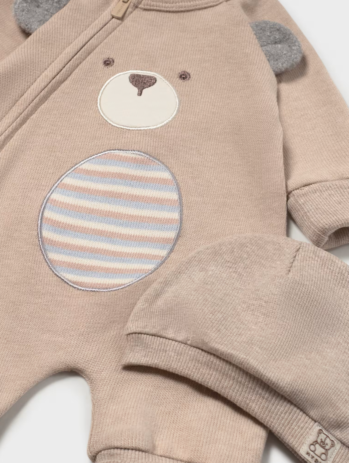 Baby Boy Bear One-Piece - Tan or Blue