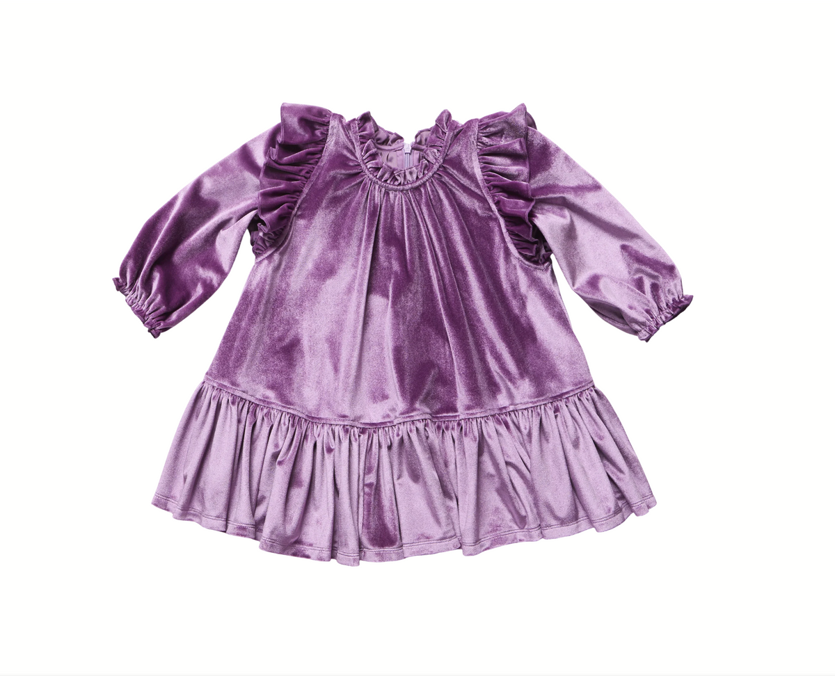 Girls Harper Dress - Lavender Velour