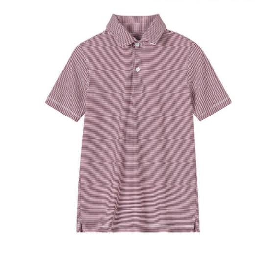 Maroon and White Micro Stripe Polo
