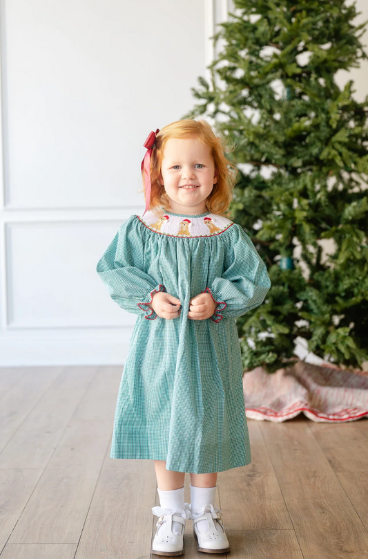 Santa Dogs Smocked Helen Dress