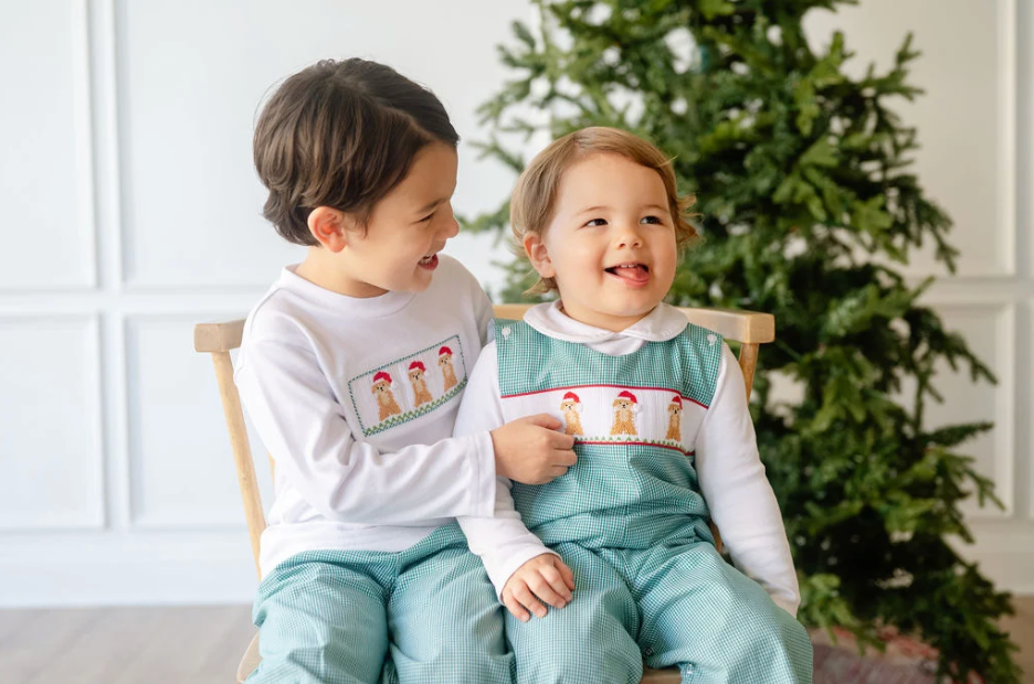 Smocked Santa Dogs Longall