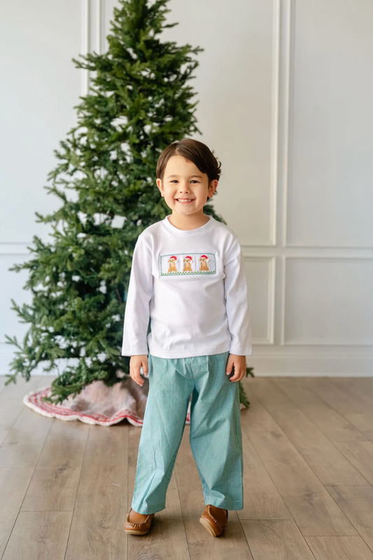 Smocked Santa Dogs T-Shirt and Pants Set