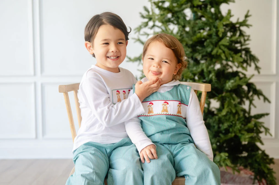 Smocked Santa Dogs T-Shirt and Pants Set