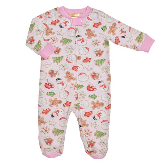 Santa's Treats Pink Zipped Footie