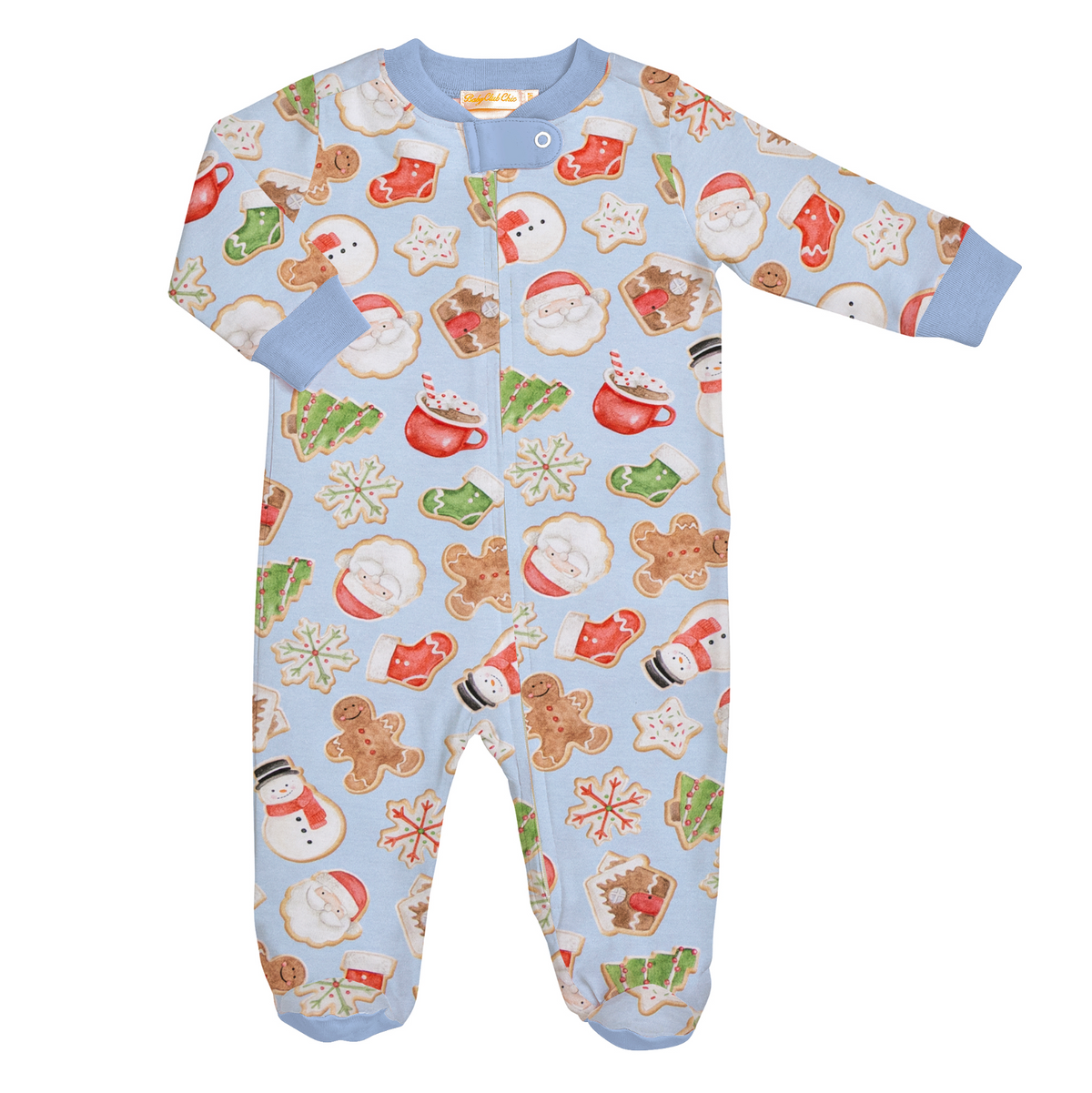 Santa's Treats Blue Zipped Footie