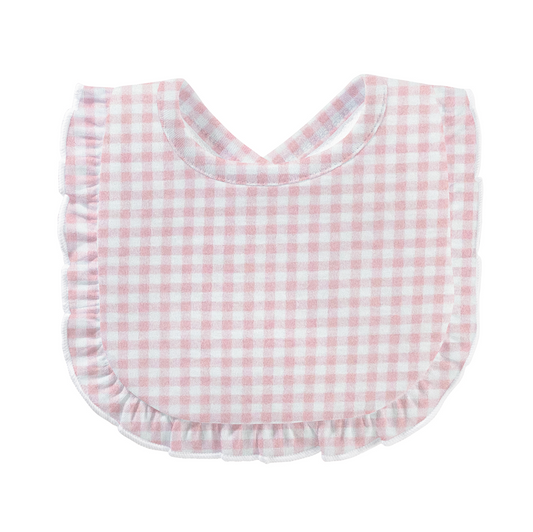 Pink Mini Checks Ruffle Bib