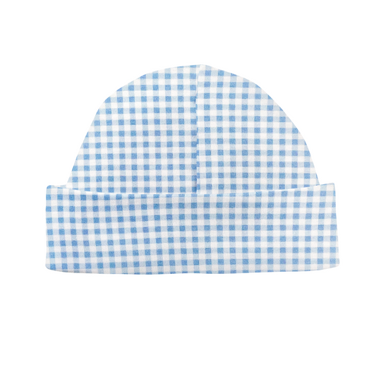 Blue Mini Checks Baby Hat