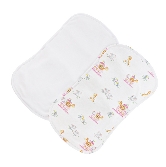 Noah's Ark Printed Burp Cloth - Pink